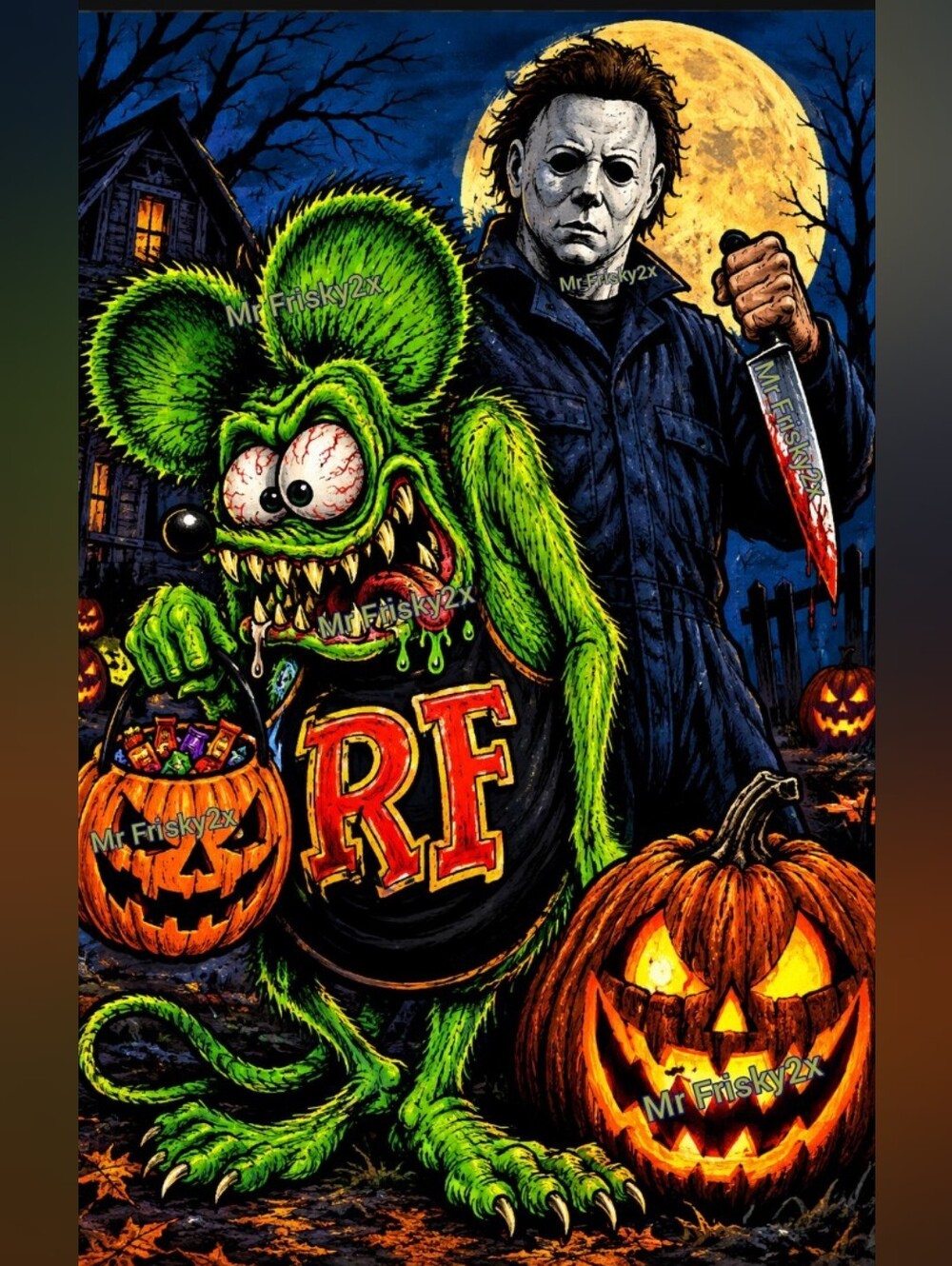 Michael Myers And Rat Fink Kustom Kulture Halloween Mechanic Horror Art